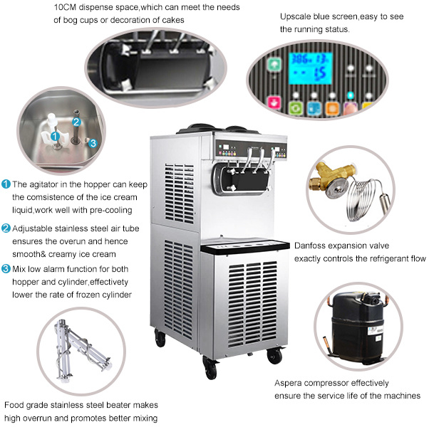 Pasmo High Quality Soft Ice Cream Machine/CE Certificated