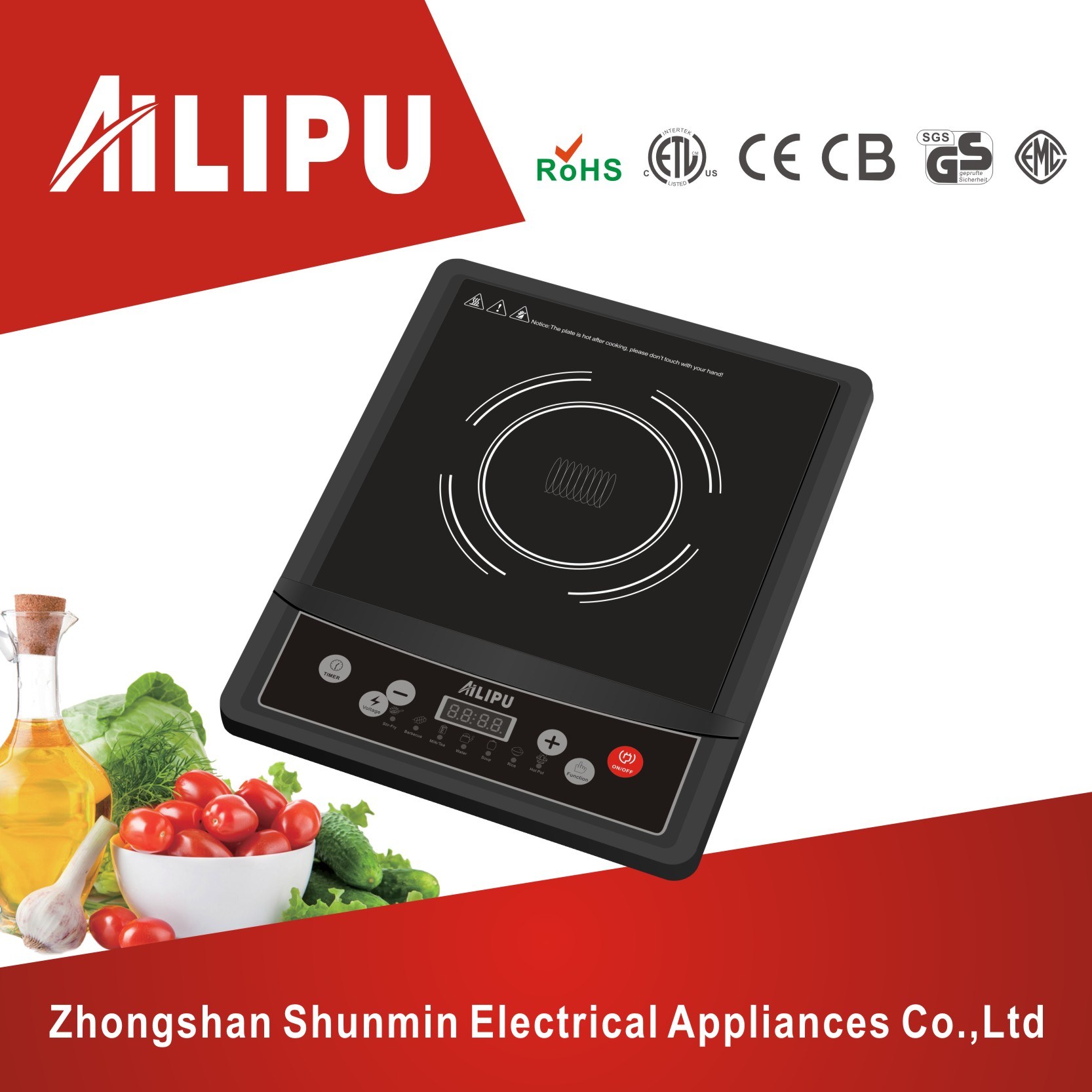 CE/CB Passed Push Button Induction Cooker/Single Plate Cooktop/Electric Induction Hob Stove