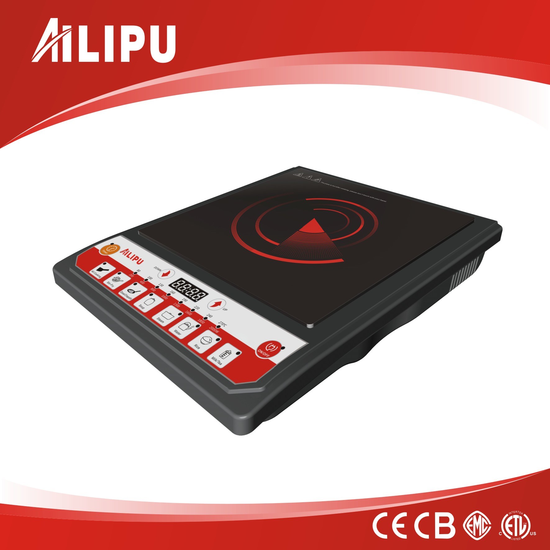 Multi-Function One Plate Asian Induction Cooker 2000W for Family Use