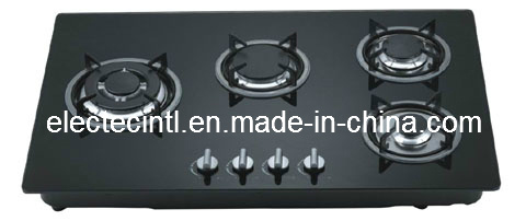 Built in Gas Hob with 4 Burners and Tempered Black Glass Panel, Auto Pulse Ignition, (GH-G824E)