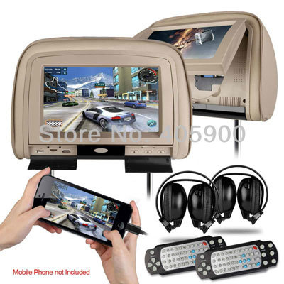 HDMI Port 9 Inch HD Headrest Car DVD Player SD/USB/IR FM Transmitter/Games/Detachable Zipper, IR Headphones Included