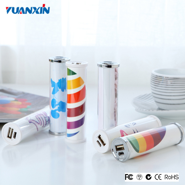 Cylindrical Shape Portable Power Bank 3000mAh Battery with Customised Logo