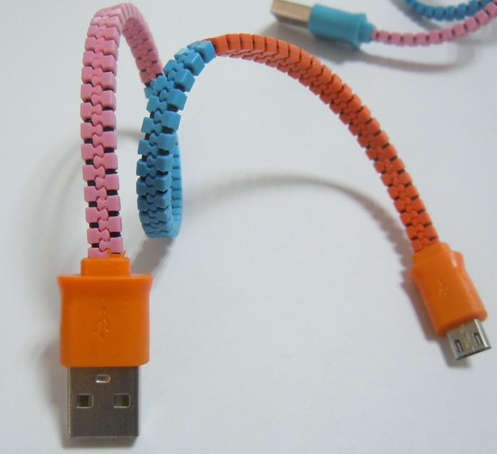 USB Zipper Cable for iPhone/Micro USB/Mini USB (OBC-ZP018)