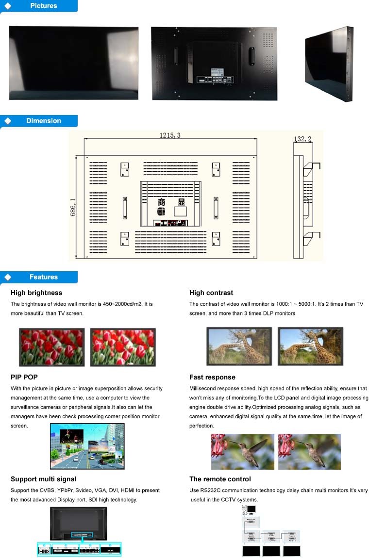 55 Inches Video Wall Monitor LCD