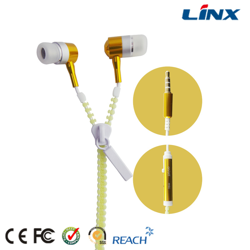 Wired Microphone Headphone Zipper Earphone Mobilephone Accessory