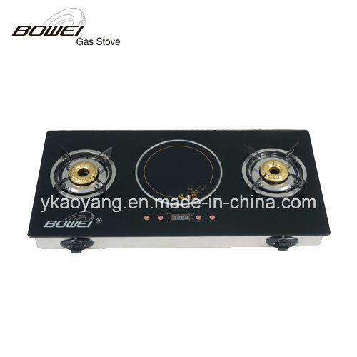 Electric Cooker with Brass Double Burner Gas Stove