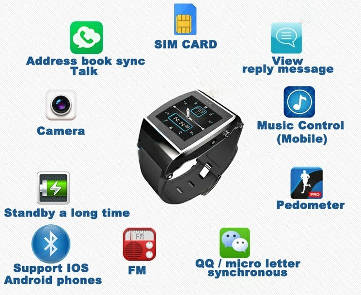 2014 Music Play Bluetooth Smart Watch for iPhone/iPad