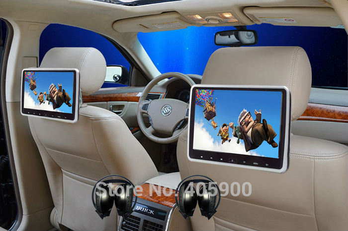 HDMI Input DIY Install 2015 New 10.1 Inch Bracket HD Headrest Car DVD Player with Sony Laser Lens/Bracket, 2 IR Headphones