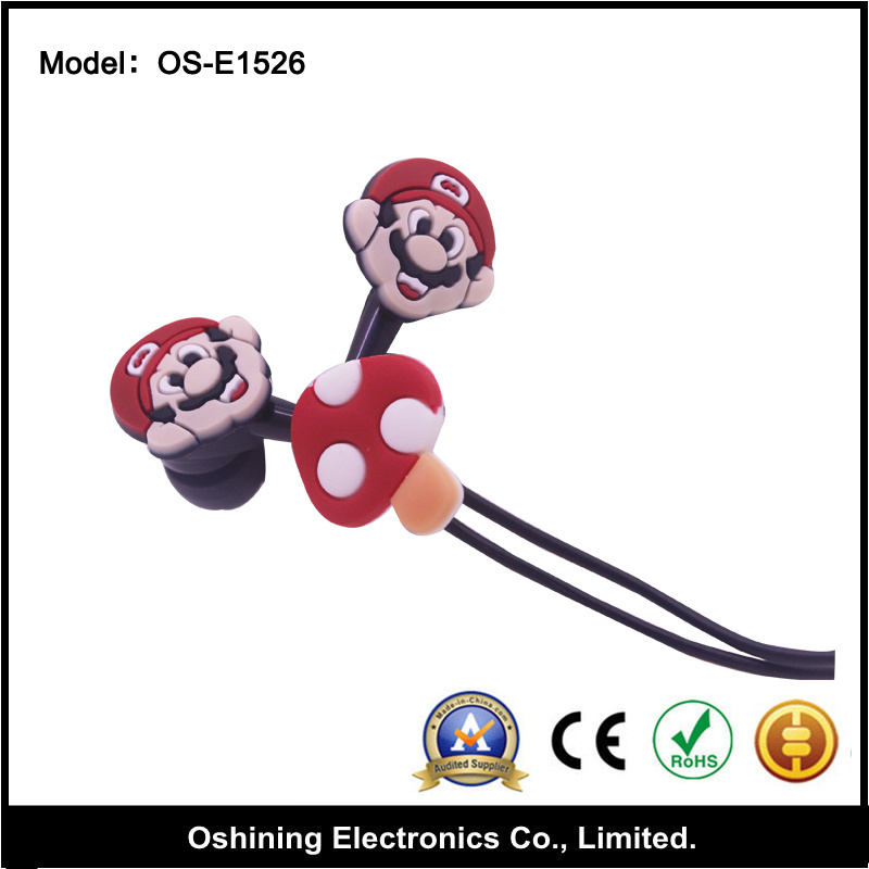 Promotional Lowest Price Cartoon Man Shape Rubber Earphone (OS-E1526)