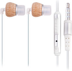 Wood Earphone with Microphone & Volume Control