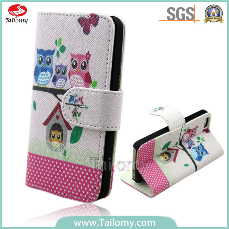 2014 Colorful Printing Design Wallet Mobile Phone Case for iPhone 5