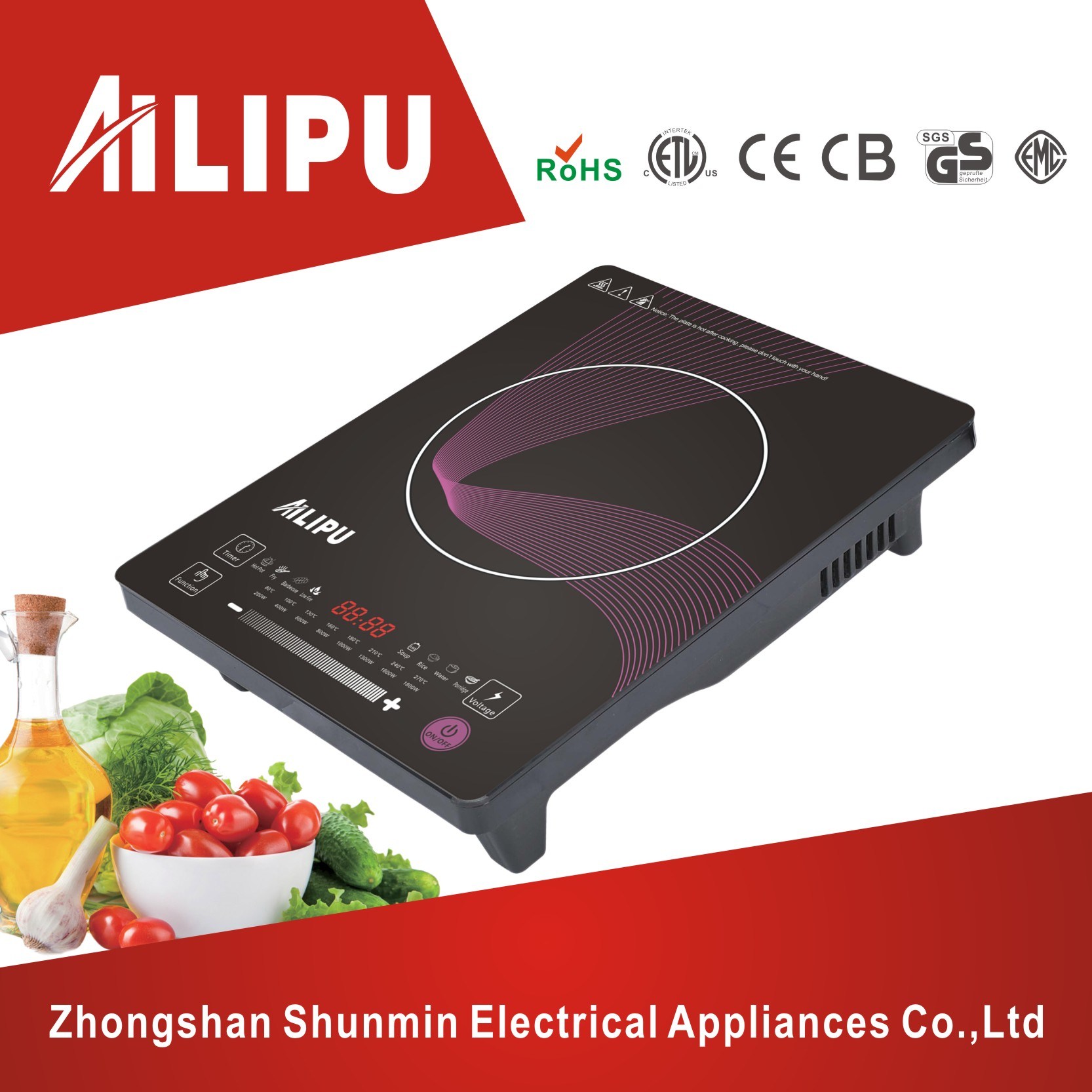 CE/CB/RoHS/ETL/ERP Certificate Hot Sale Touch Screen Induction Cooker