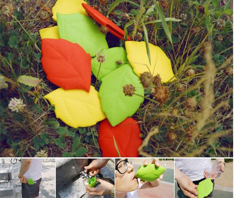 Leaf Shape Portable Silicone Travel Collapsible Folding Cup Home Kitchen Cookie Appliance