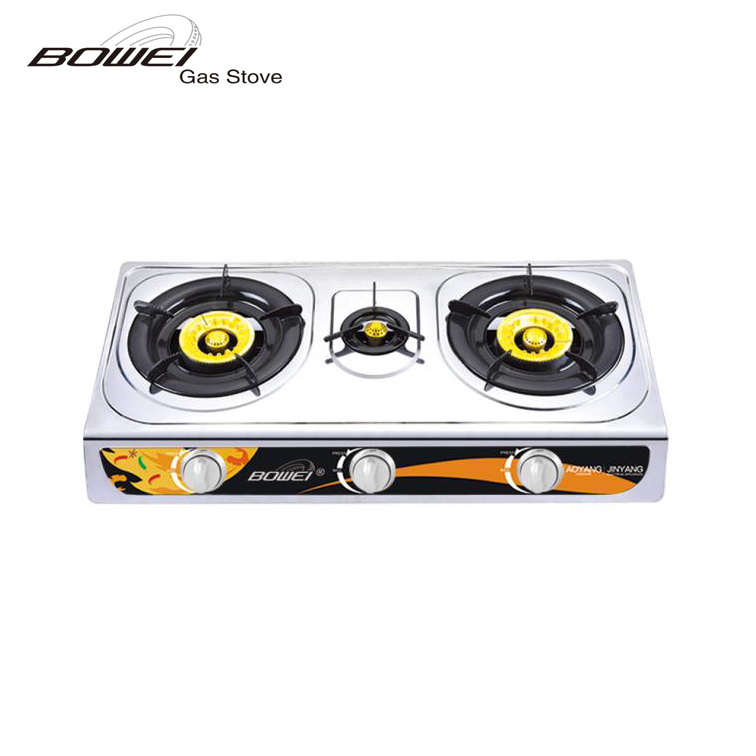 New Style Big Burner Gas Hob 3 Burners Cast Iron Burner Stove Gas Stove