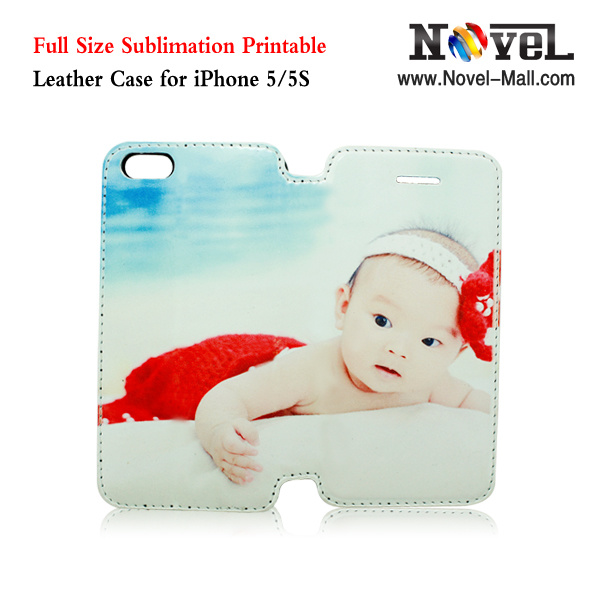 Full Area Printable PU Leather Cell Phone Case for iPhone5/5s