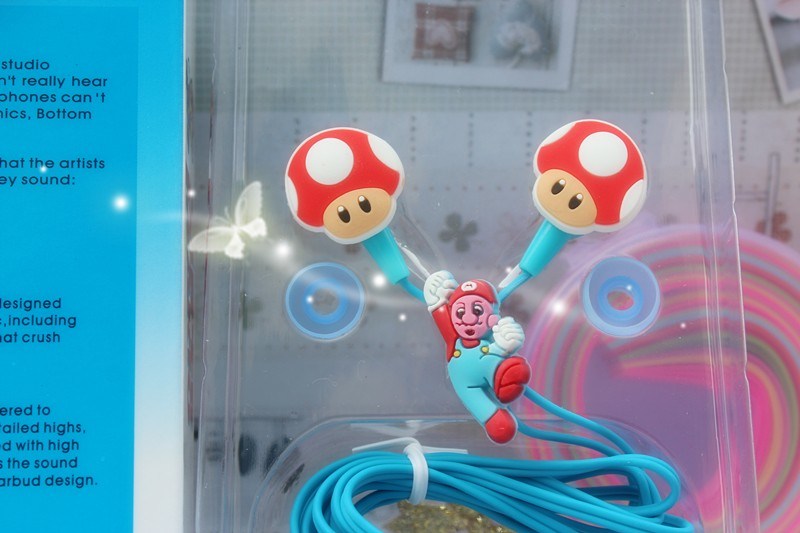 Super Mario Cartoon Earphone with RoHS