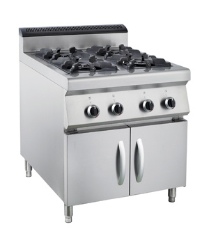 Commercial 4-Burner Gas Range with Cabinet