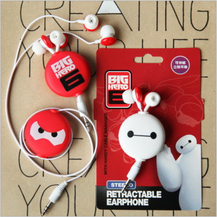 Big Hero Baymax Retractable Earphone in-Ear Earphones for Mobile Phone