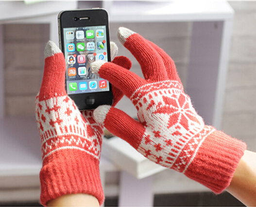 Jacquard Acrylic Glove Touch Screen Golve for Mobile Phone