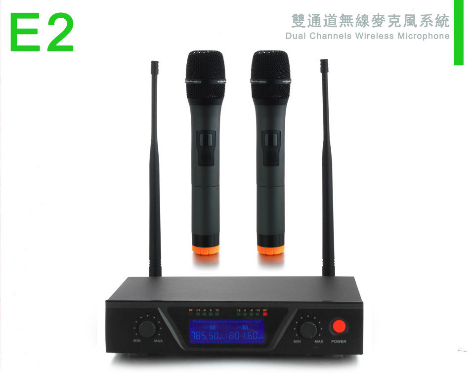 Karaoke PRO Audio Two Channels Wireless Microphone E2