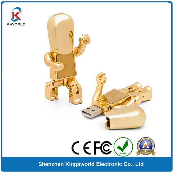 Golden Metal Robbot USB Flash Drive