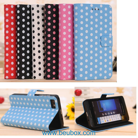 Polka DOT Leather Case for Blackberry Zb10