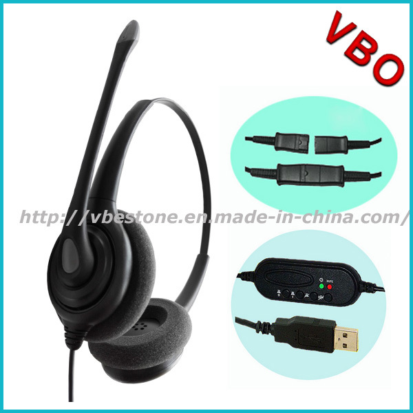 Ultra Lightweight Computer USB Headsets for Call Center