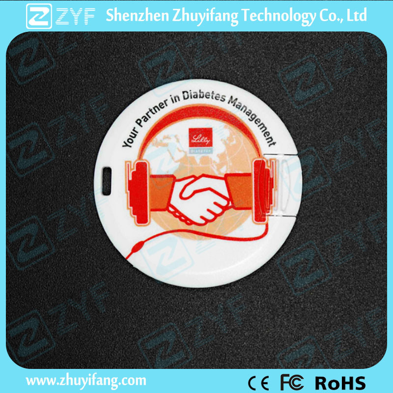 Round Card USB Flash Drive with Both Sides Printing