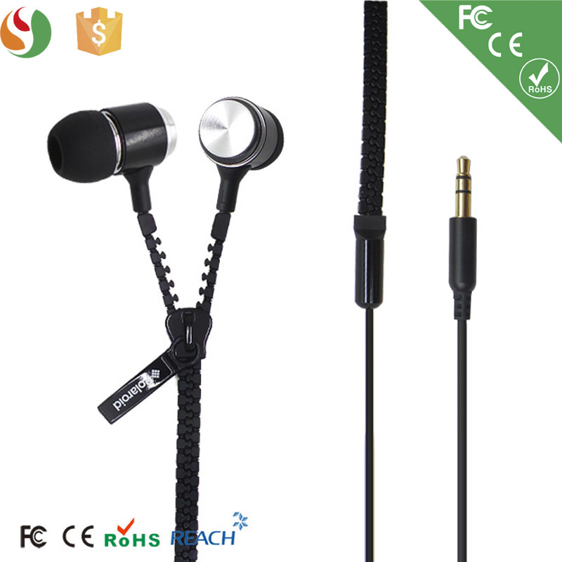 Colour Stereo Metal Zipper Earphone Zipper Earphone for iPhone