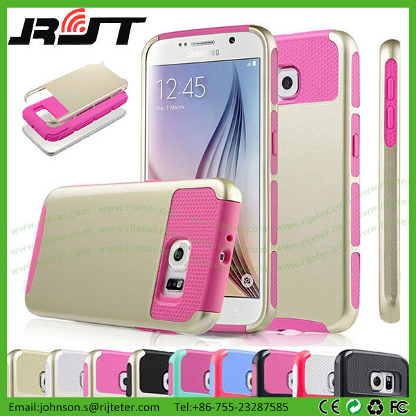 China Supplier Hybrid 2 in 1 TPU +PC Case for Samsung S6 Premium Mobile Phone Cover (RJT-0286)