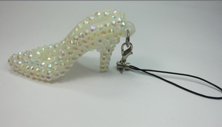 Plastic and Crystal High-Heel Shoe Cell Phone Pandant