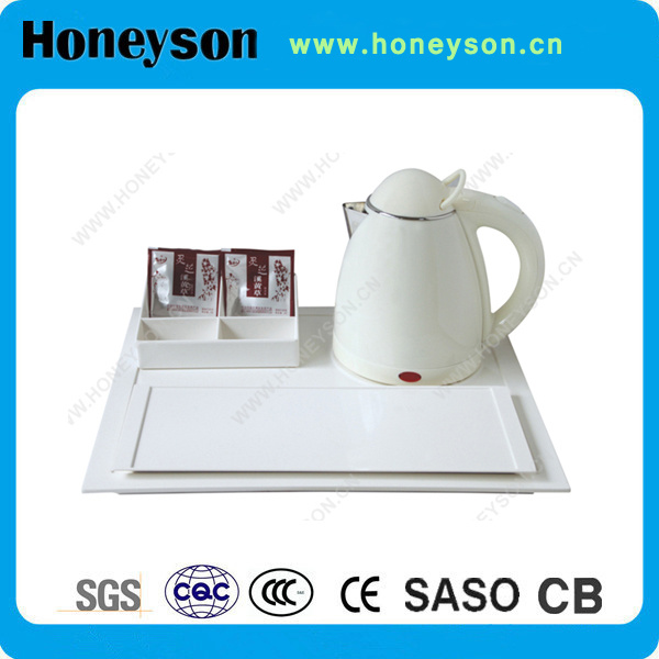 0.8L White Stainless Kettle with Melamine Service Tray