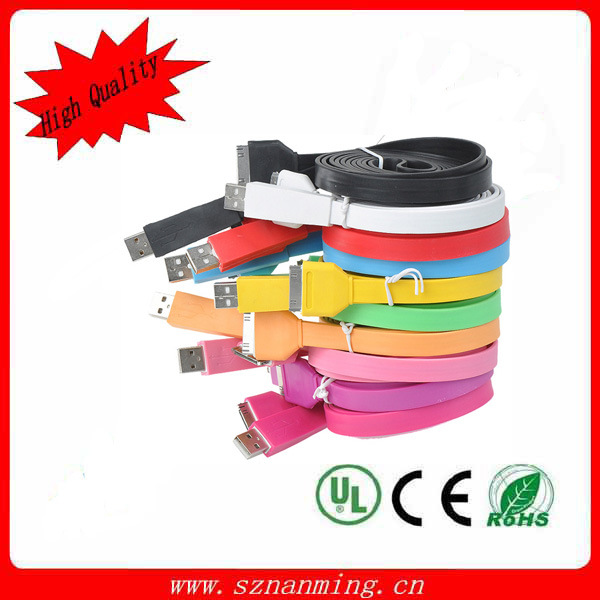 Colored Flat USB Cable for iPhone4 (NM-USB-657)