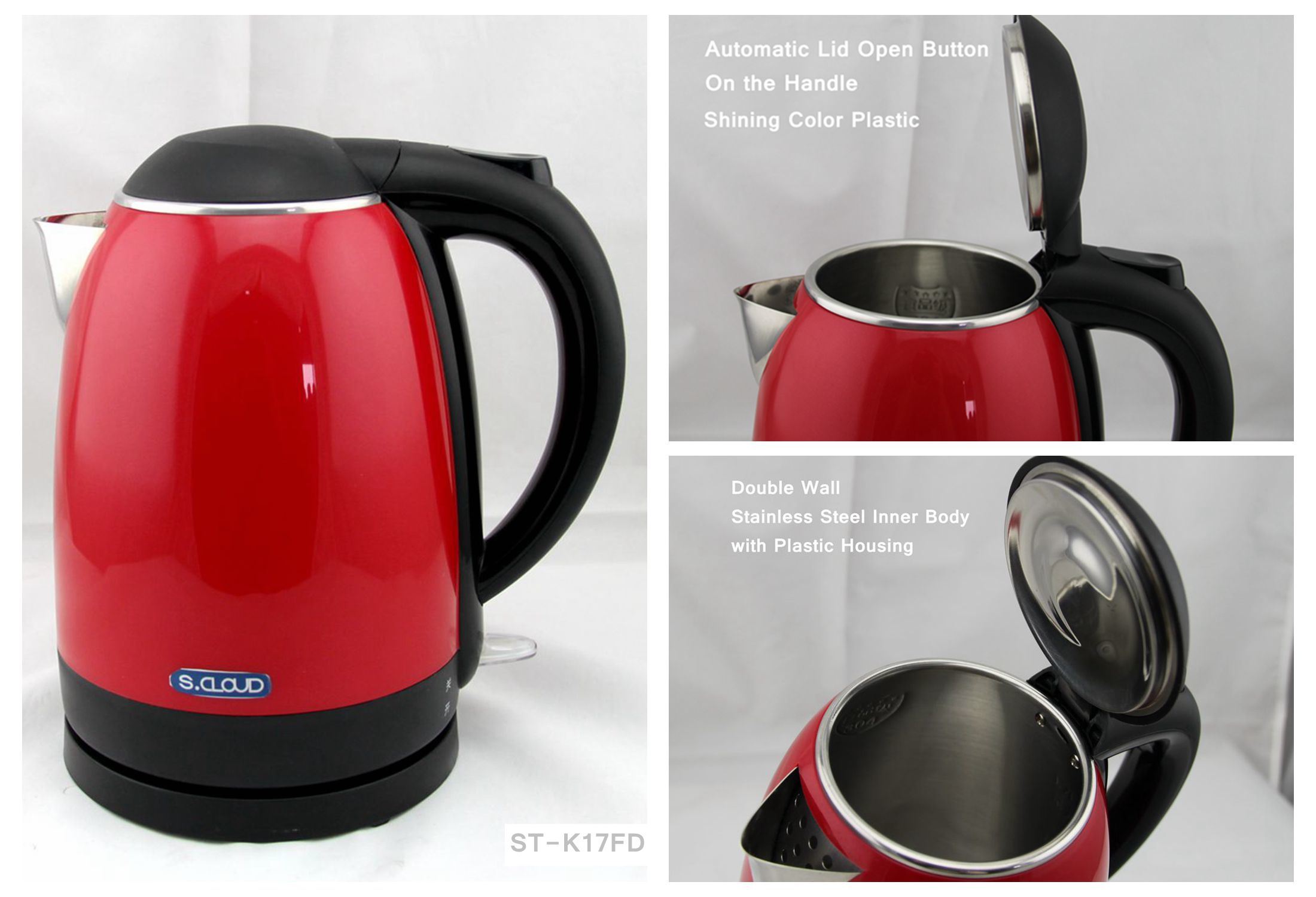 St-K17fd: 1.7L CB Approvel Double Wall Electrical Kettle