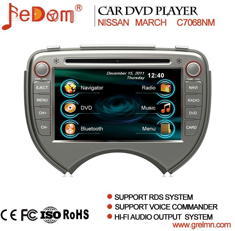 7 Inch TFT LCD Touch Screen Car DVD GPS Navigation System for Nissan March with Bluetooth+Radio+iPod+Video