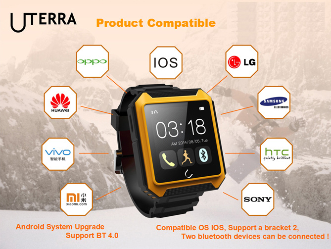 IP68 Waterproof Smart Watch with Phone Call / E-Compass / Pedometer