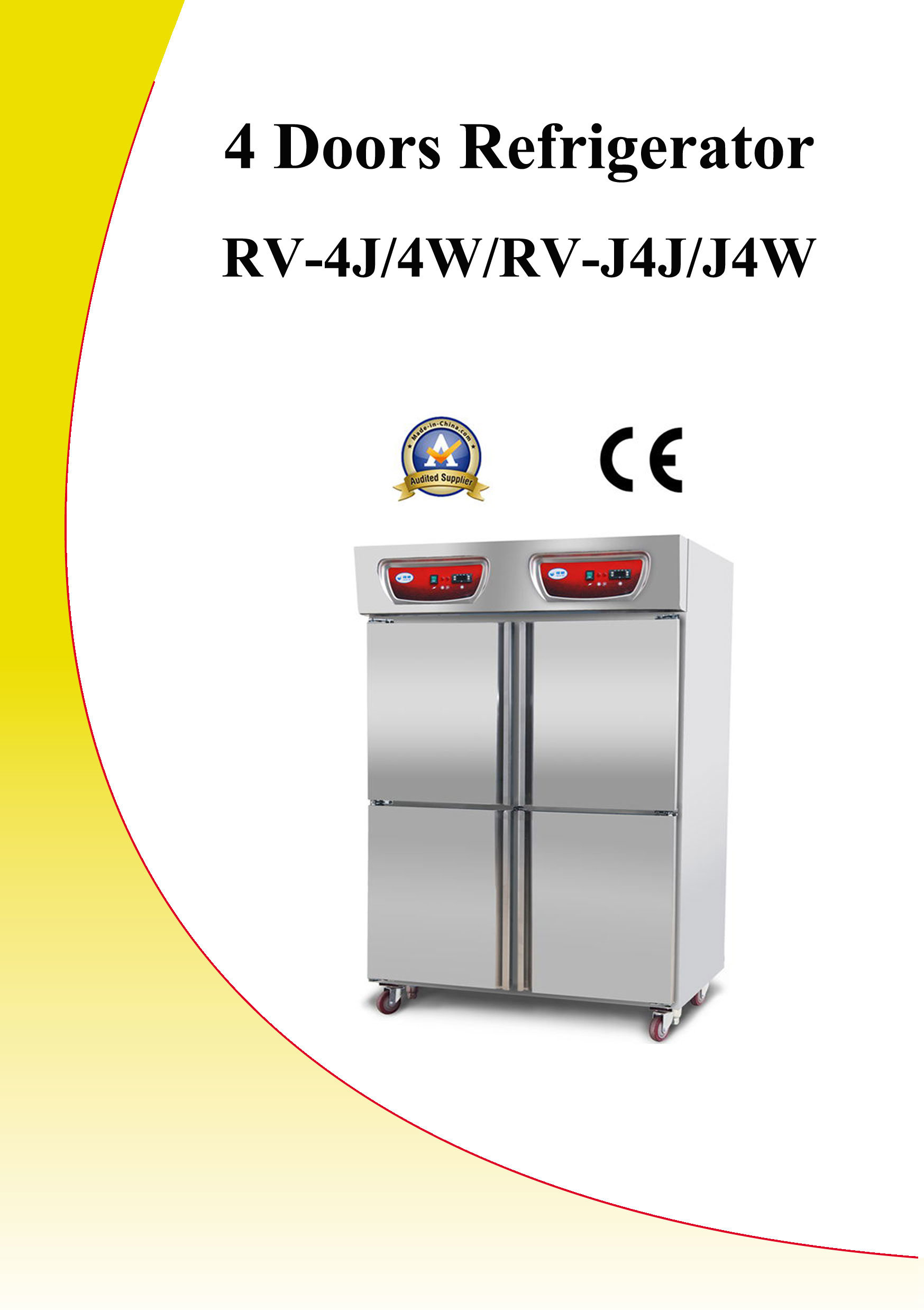 CE Approval 4 Doors Commercial Refrigerator (RV)