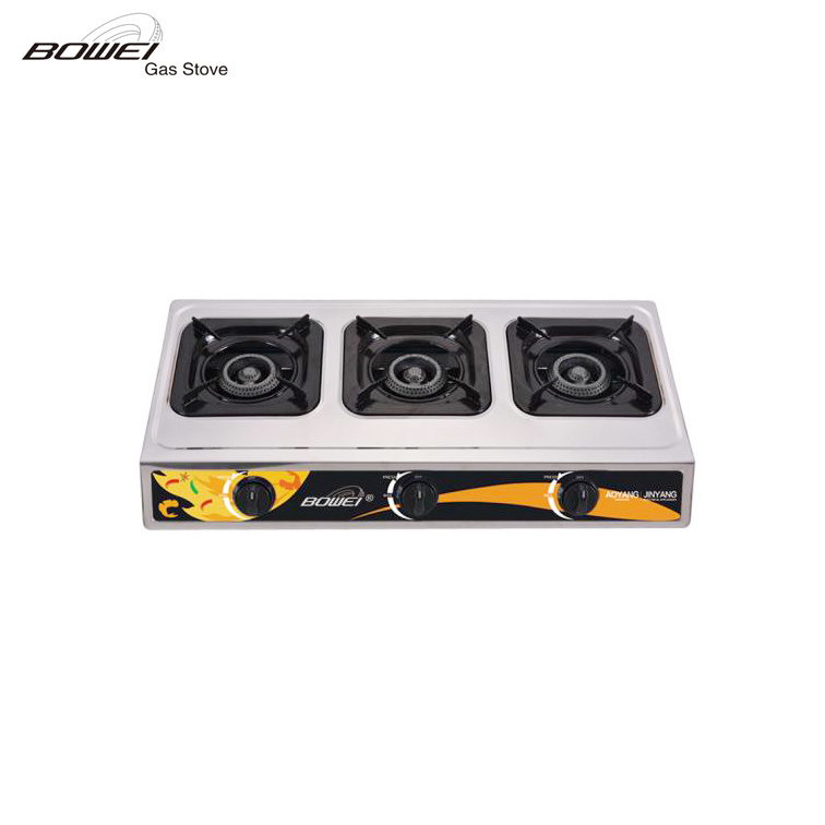 Energy Saving Gas Stove Gas Cooking Range Three Burner Gas Stove