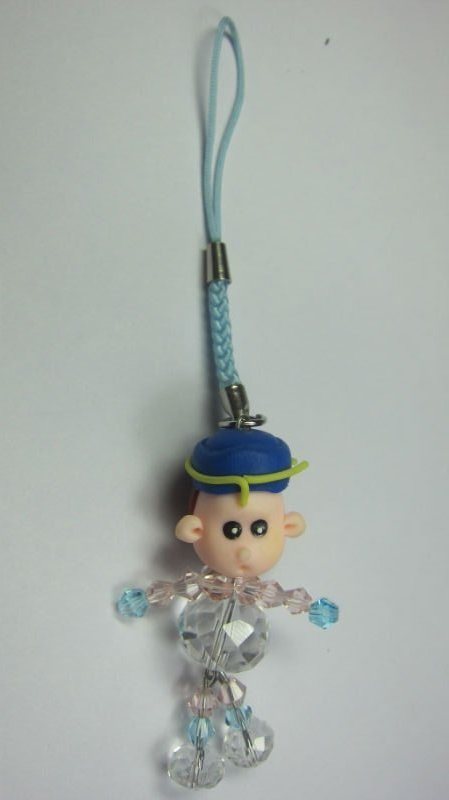 Polymer Clay and Crystal Cute Doll Key Strap