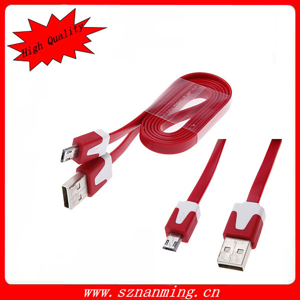 Flat USB Data Cable for Mobile Phone (Assorted Colors)