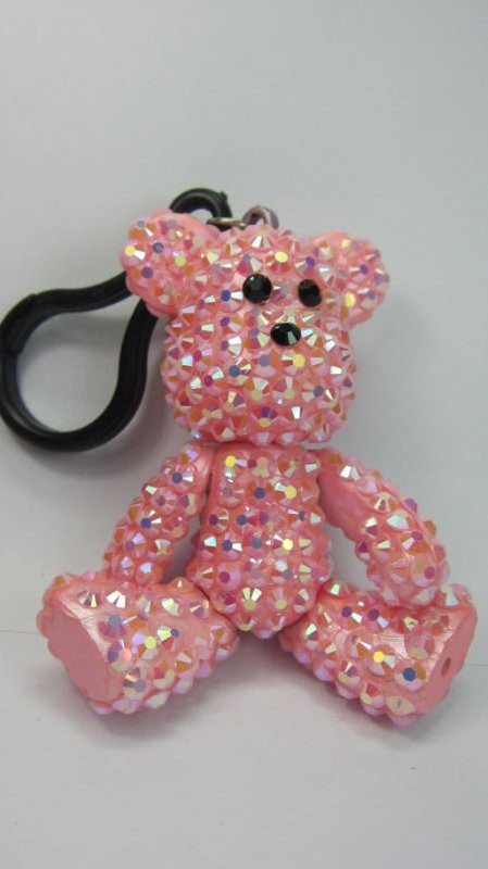 Bear Plastic and Crystal Key Pandant