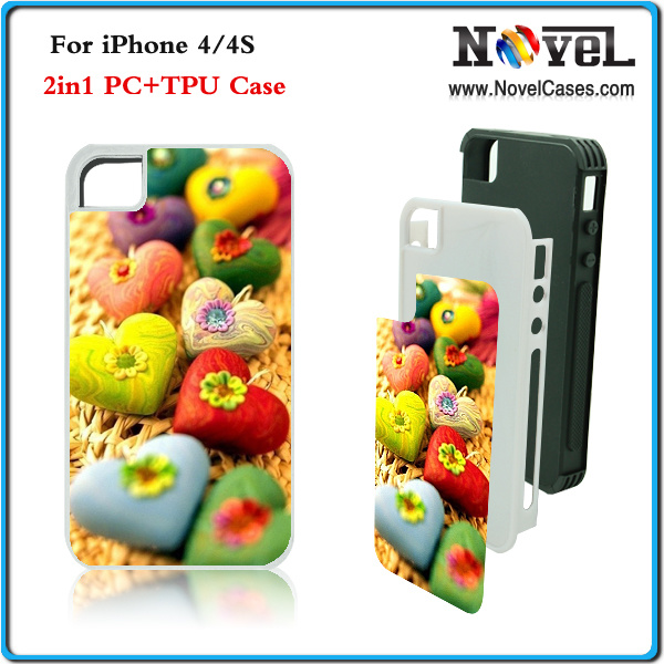 2 in 1 Sublimation Cell Phone Case for iPhone4/4s