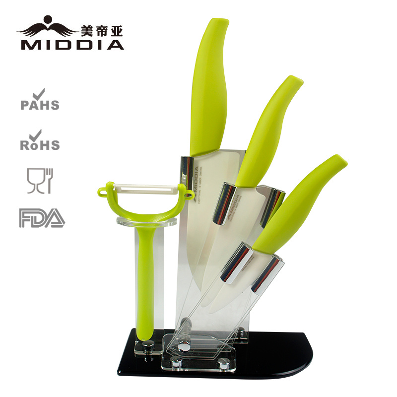 Kitchen Appliance Ceramic Knife & Peeler Set with Holder