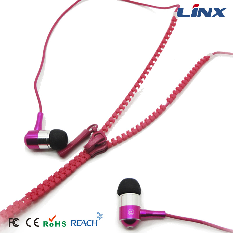 Fashion Cute MP3 Stereo Zipper Earphone