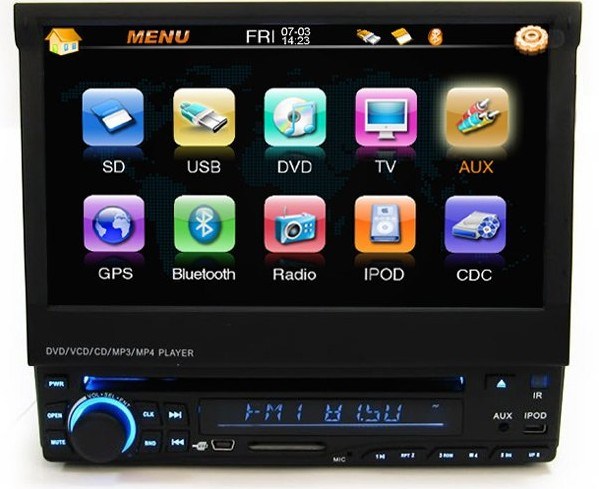 7 LCD in Dash One DIN Car DVD GPS Player Build in DVB-T