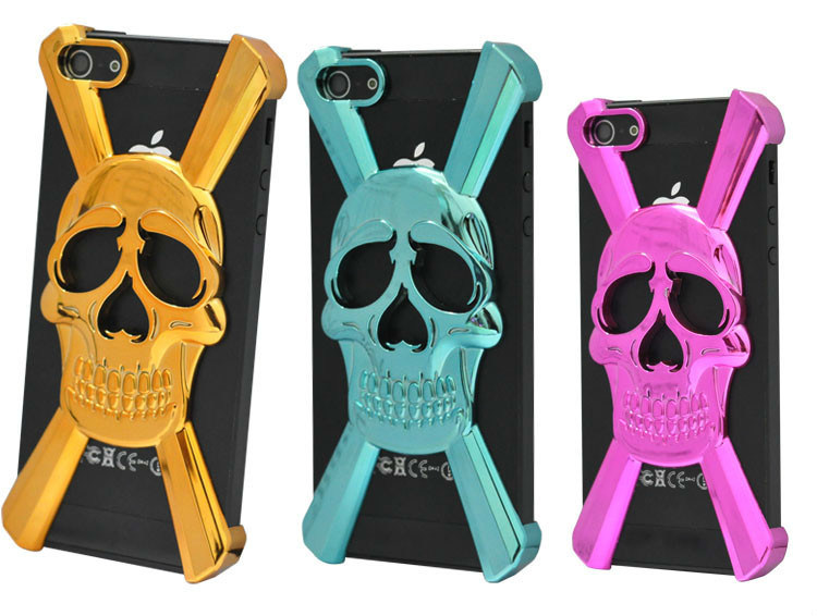 Hard Skull Cap Hybrid Hard Rubber Metalli Phone Case/ Cover for iPhone 4 (5.06)