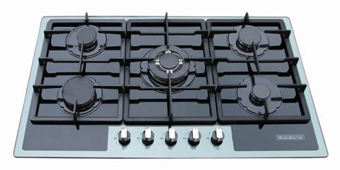 Built in Type Gas Hob with Five Burners and Tempered Glass Panel (GH-G935C)