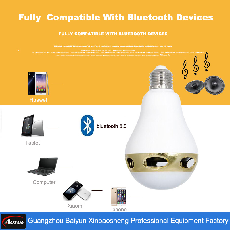 Smart LED Light Bulb Bluetooth Speaker with Remote Control