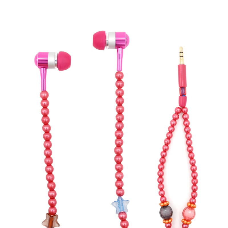 3.5mm Hifi Stereo Fashion Pearl Wired Mobile Phone Earphone