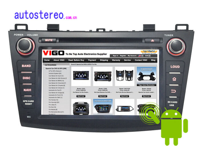 Android 4.2.2 Car Entertainment System for Mazda 3 GPS Navigation 1.6GHz CPU WiFi Capacitive